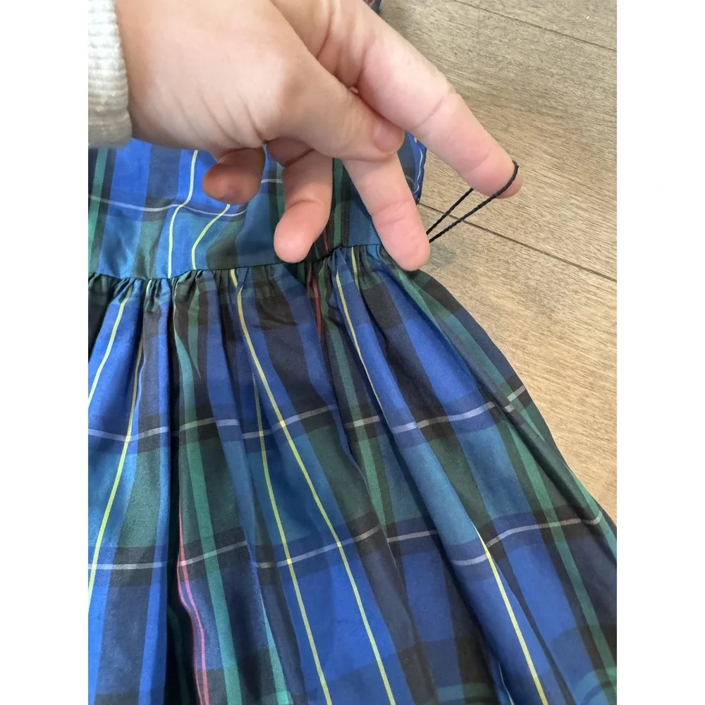 Ralph Lauren Dress Girls 3T Blue Green Tartan Plaid Sleeveless Button Back Party